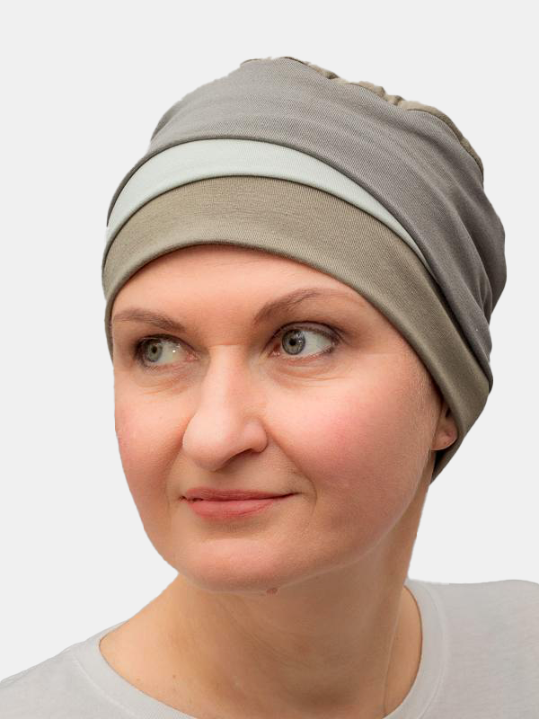 Fashionable green turban for cancer and chemo patients, made from bamboo