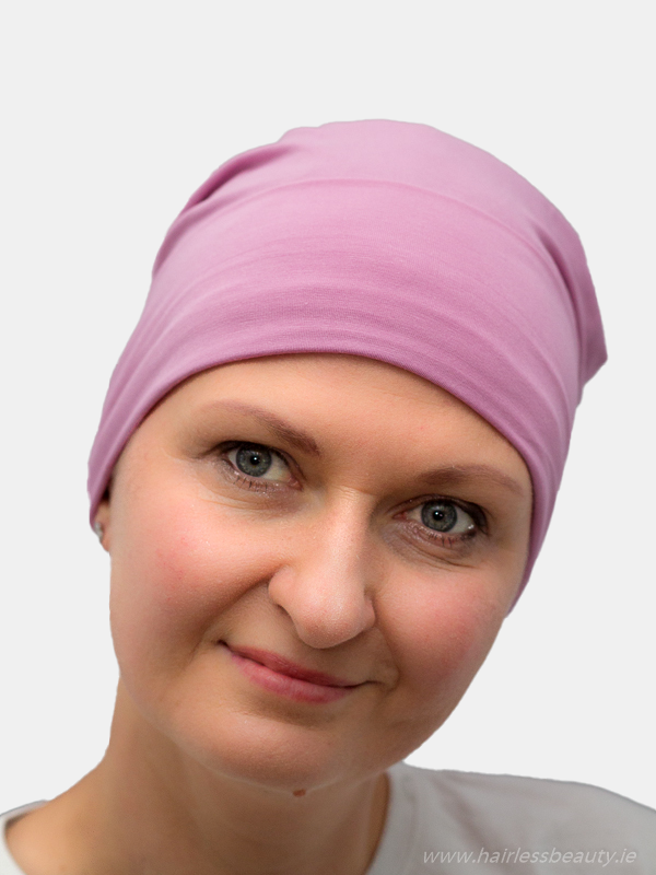 Comfortable, unlined bamboo sleep cap, designed for cancer and alopecia patients