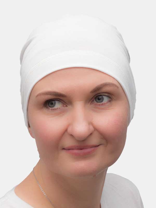 Delicate bamboo sleep cap, perfect for sleep and as a light, comfy turban for home wear for hair loss