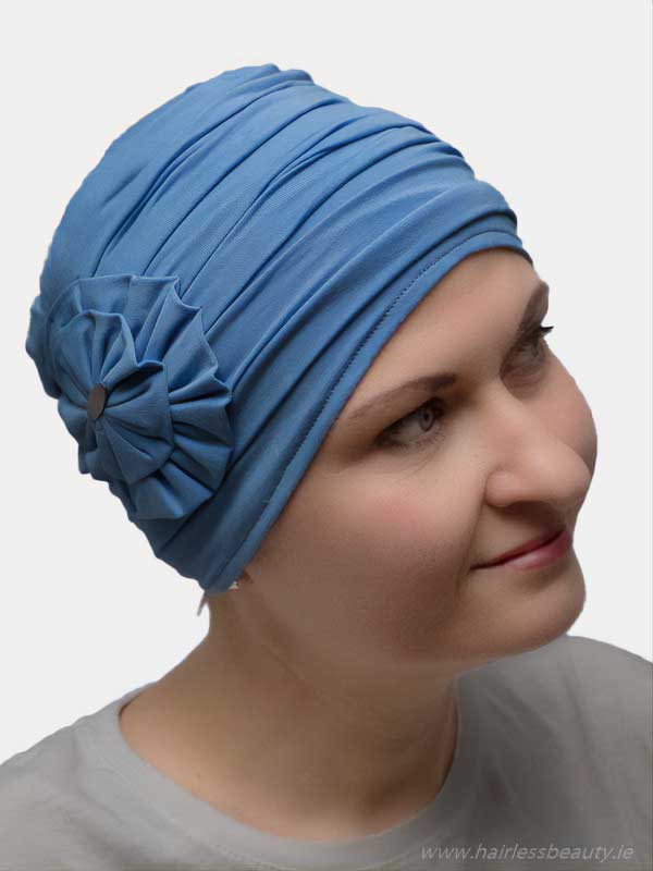 Delicate bamboo turban with a comfortable lining, featuring flowing fabric that adds volume and style, suitable for cancer or chemo patients