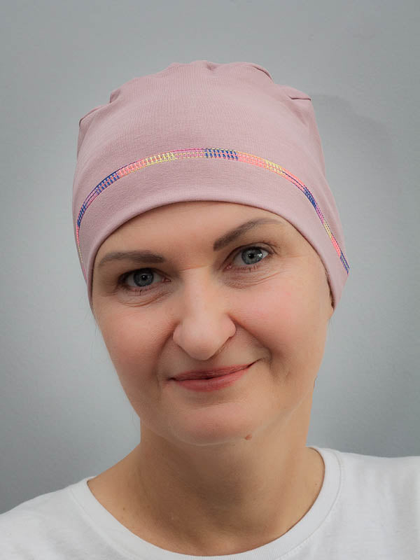 Delicate, lightweight premium cotton sleep cap and house turban, designed for gentle warmth for hair loss
