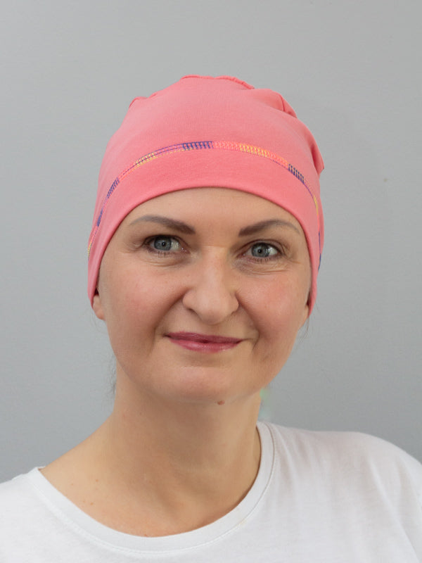 Comfortable, unlined premium cotton sleep cap, also a soft turban for wearing around the house for hair loss