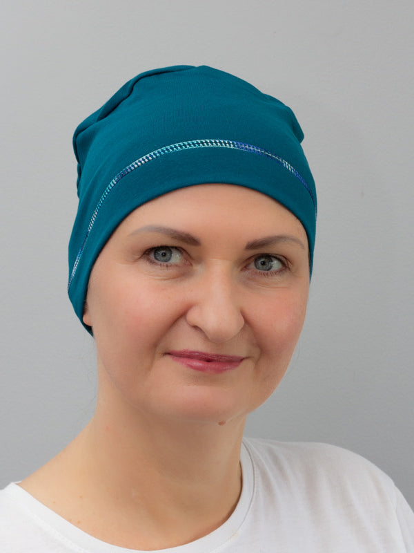 Comfortable, unlined cotton sleep cap, designed for cancer and alopecia patients