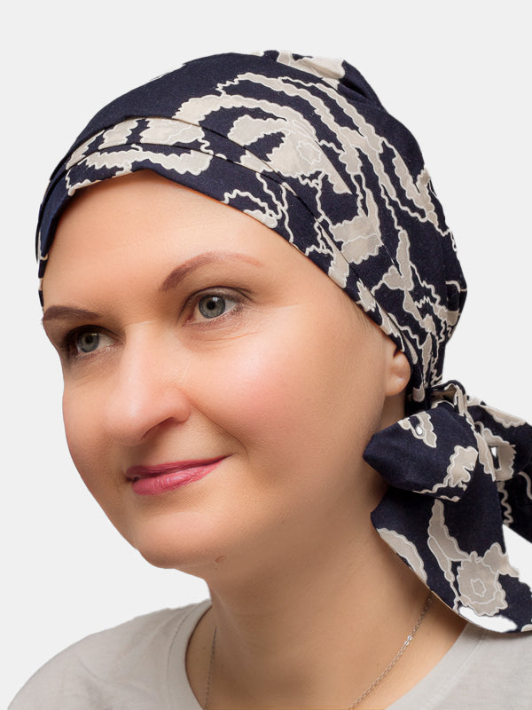 Soft cotton scarf in vibrant colors, ideal for day use and formal events, providing comfort for cancer patients