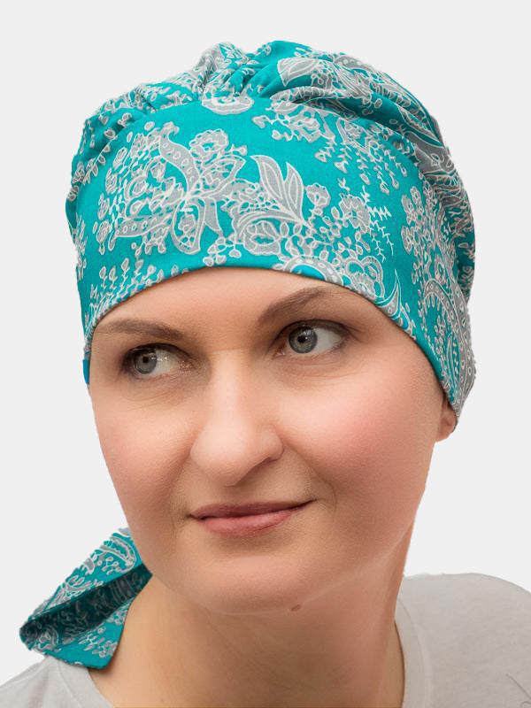Soft, light summer scarf in vibrant colors, ideal for hair loss from chemo, with a delicate, no-lining design