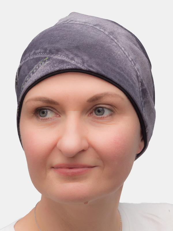 Lightweight beanie hat with a soft lining, perfect for keeping warm and protecting the head during chemo or radio therapy