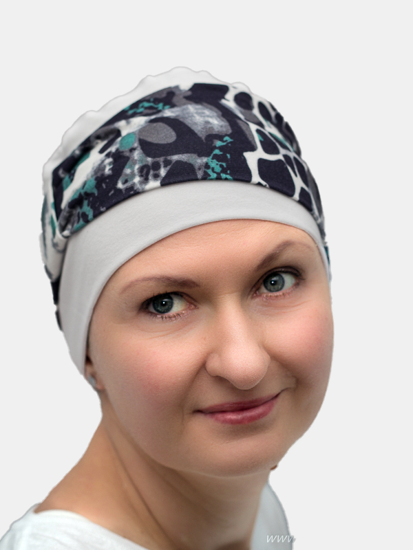 Everyday wear Daisy turban, soft cotton with lining, offering comfort and style in beautiful colors for cancer patients and those with hair loss