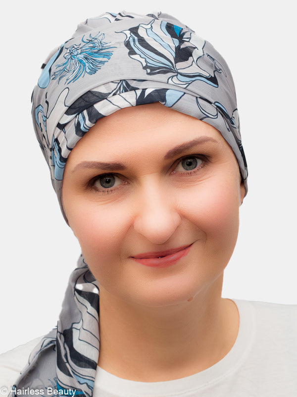 Comfortable, pretty scarf for chemo or radio patients