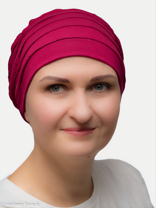 Hat beanie, delicate design in light colors for chemo and alopecia