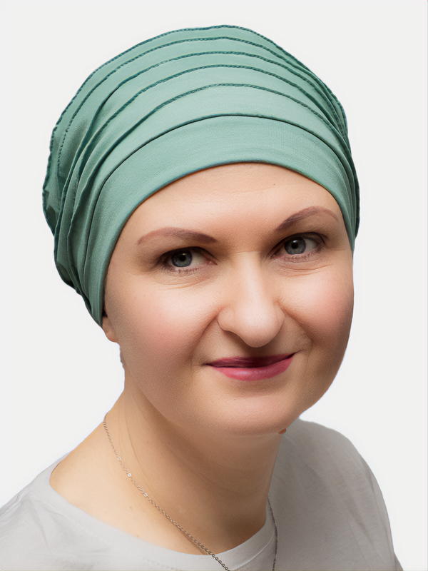 Oleander green beanie, soft and light for chemo, cancer, and alopecia