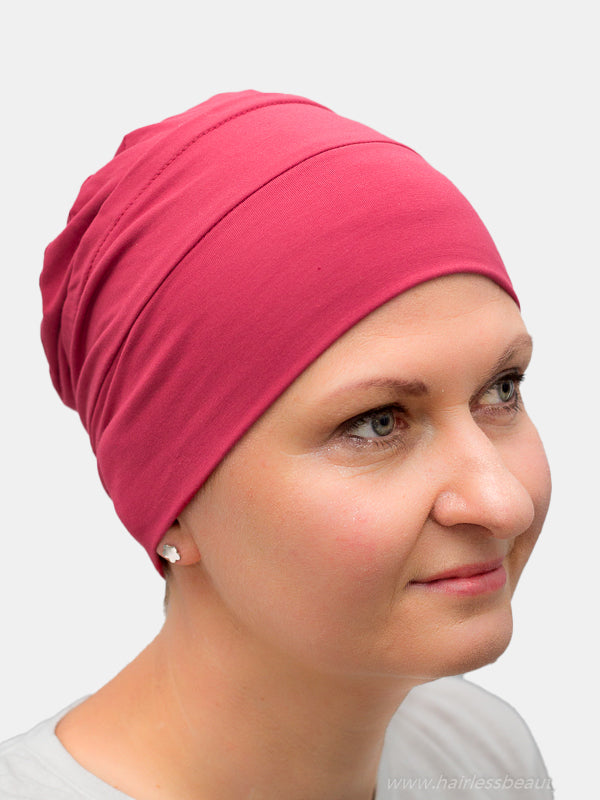 Poppy hat, double-sided comfort for cancer, alopecia, and hair loss